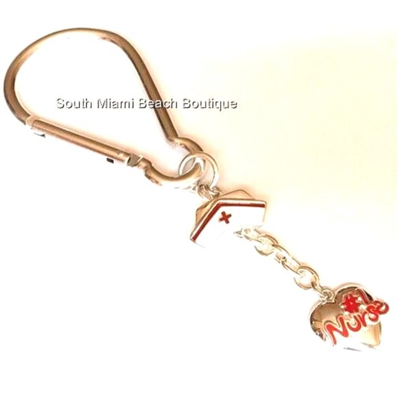 #1 Nurse Nursing Purse Charm Keychain Heart Cap RN LPN CNA Graduation Gift - Picture 8 of 11